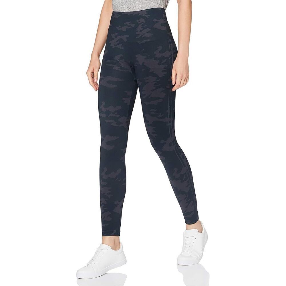 Spanx Woman’s Look At Me Now Seamless Black GreenCamo Leggings- Size M